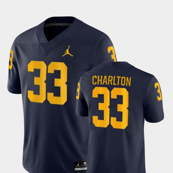 Michigan Wolverines #33 Mens Taco Charlton Jersey Navy College Football Game Stitched